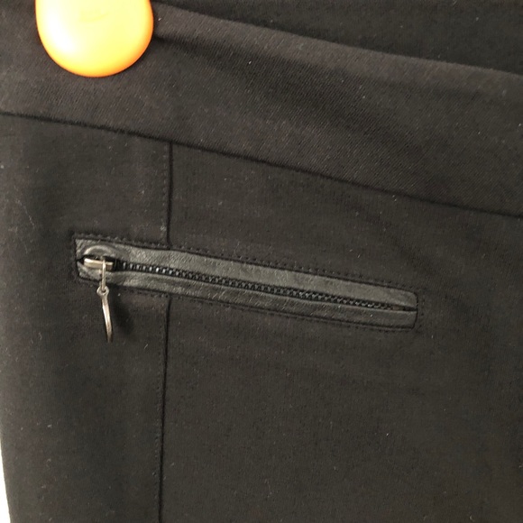 PAIGE Los Feliz Black Leather Trim Pants Black - Picture 3 of 7